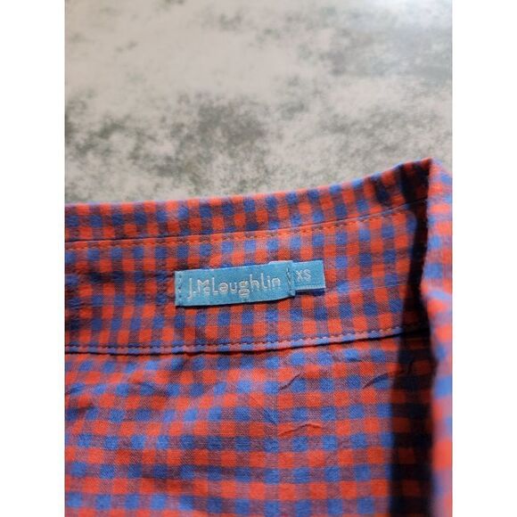 J. McLaughlin blue&red checked button down shirt sz XS - Picture 2 of 3